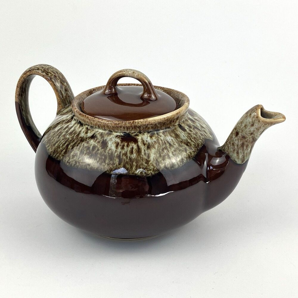 Hull Pottery Brown Drip Glaze Teapot /w Lid | Vintage Oven Proof Coffee Pot VTG
